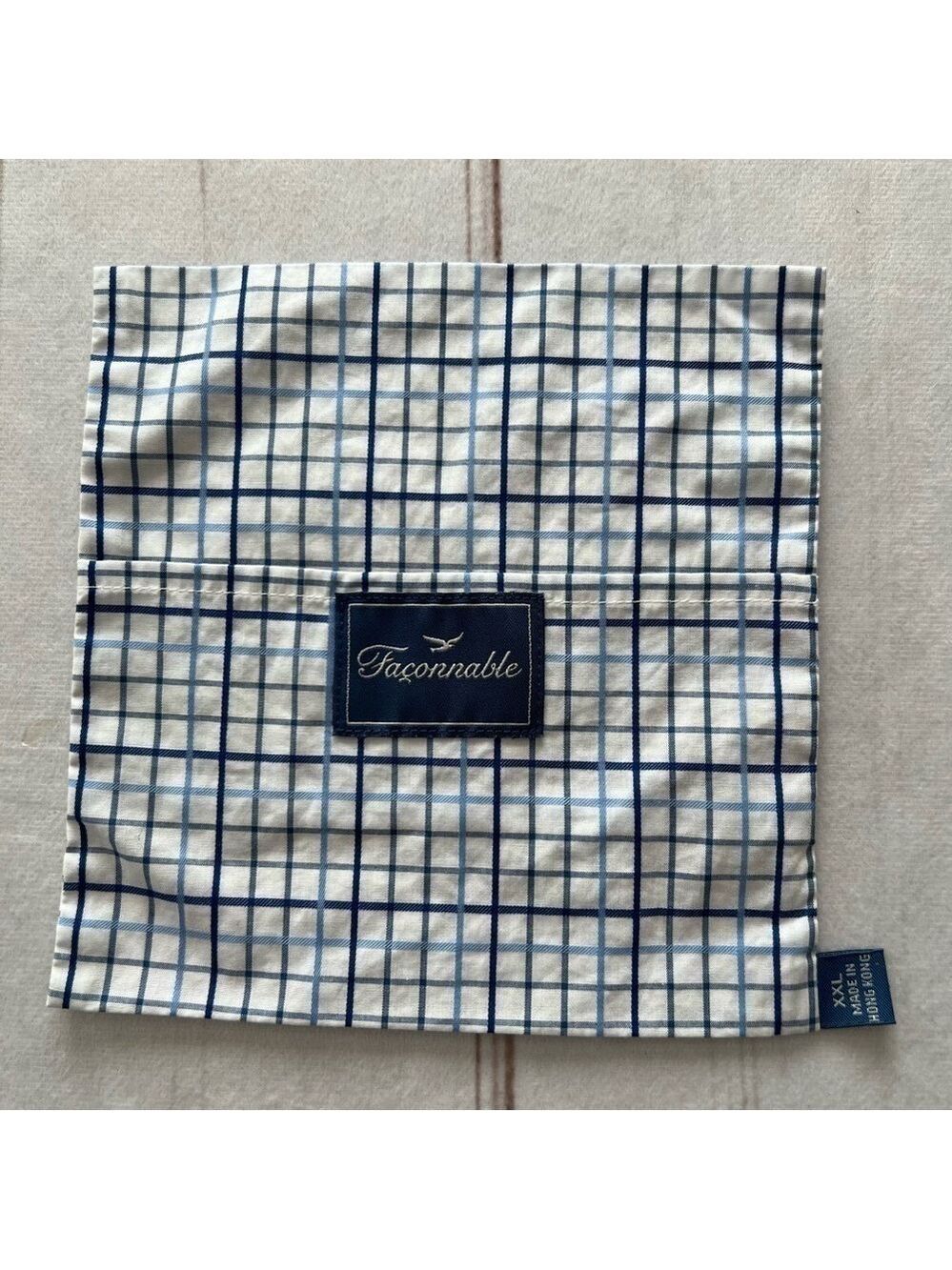 Faconnable Mens Size XXL Pocket Square for Suit Jacket Business Blue White - Picture 3 of 4